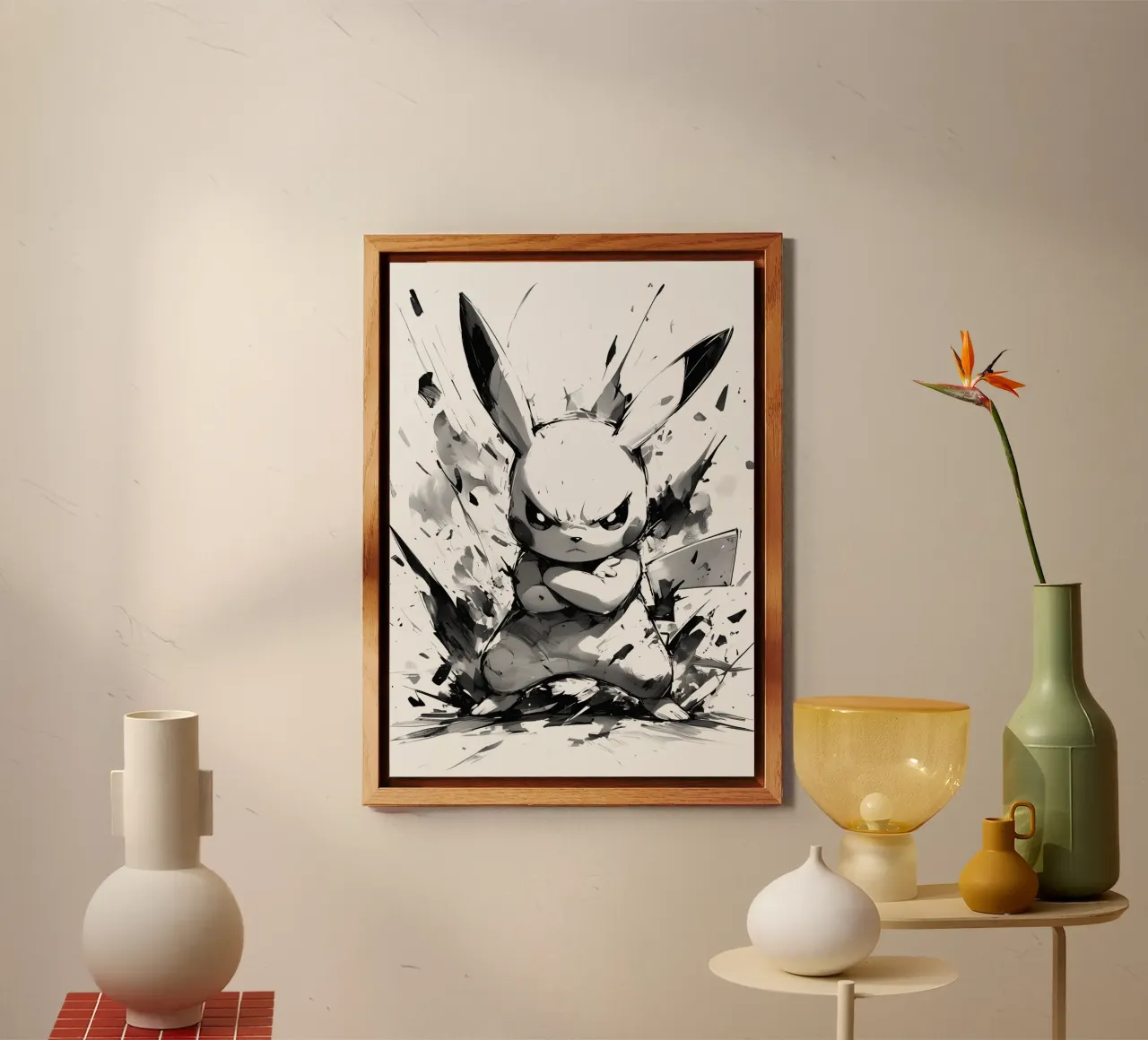 Pikachu black and white alluminio dibond da CreativeStudio