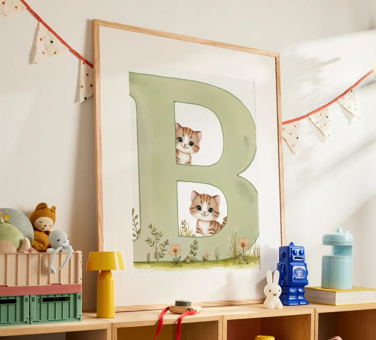 Gatto carino lettera B poster con telaio in alluminio da Kids zone