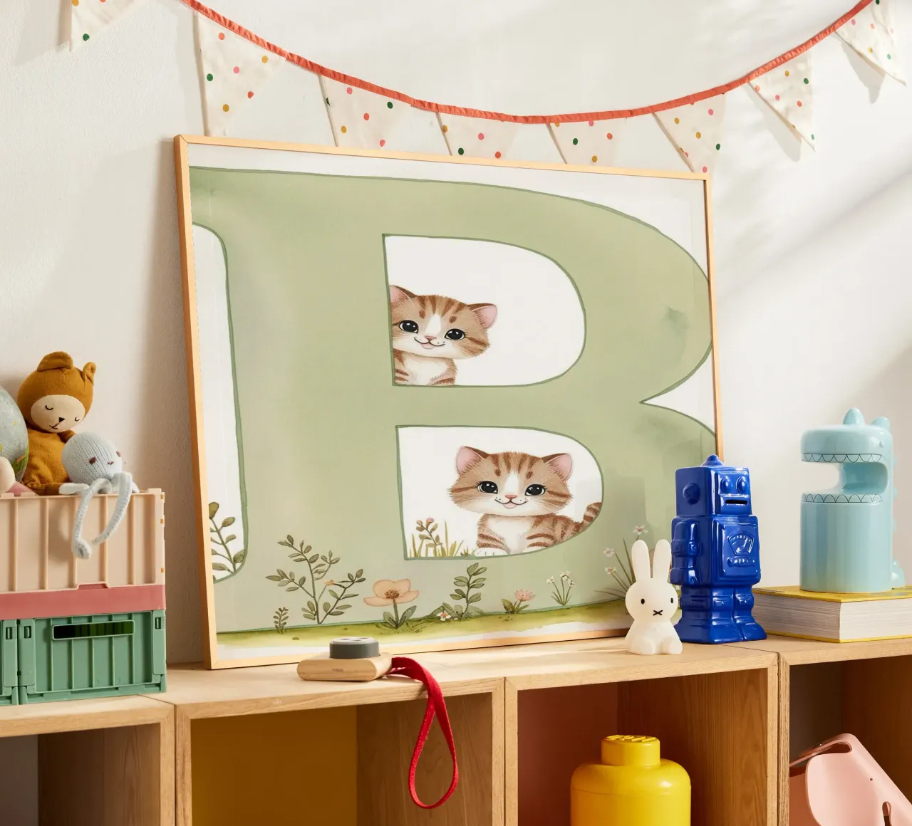 Gatto carino lettera B poster con telaio in alluminio da Kids zone
