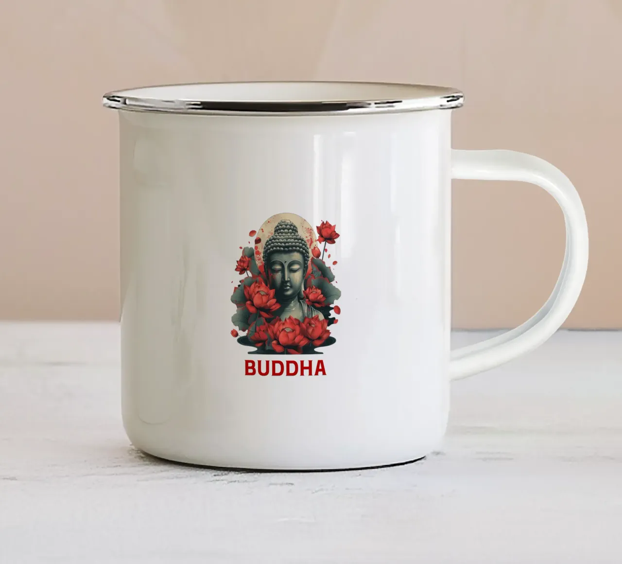Buddha - Il risveglio silenzioso tazza in smalto da Nikis Art Studio