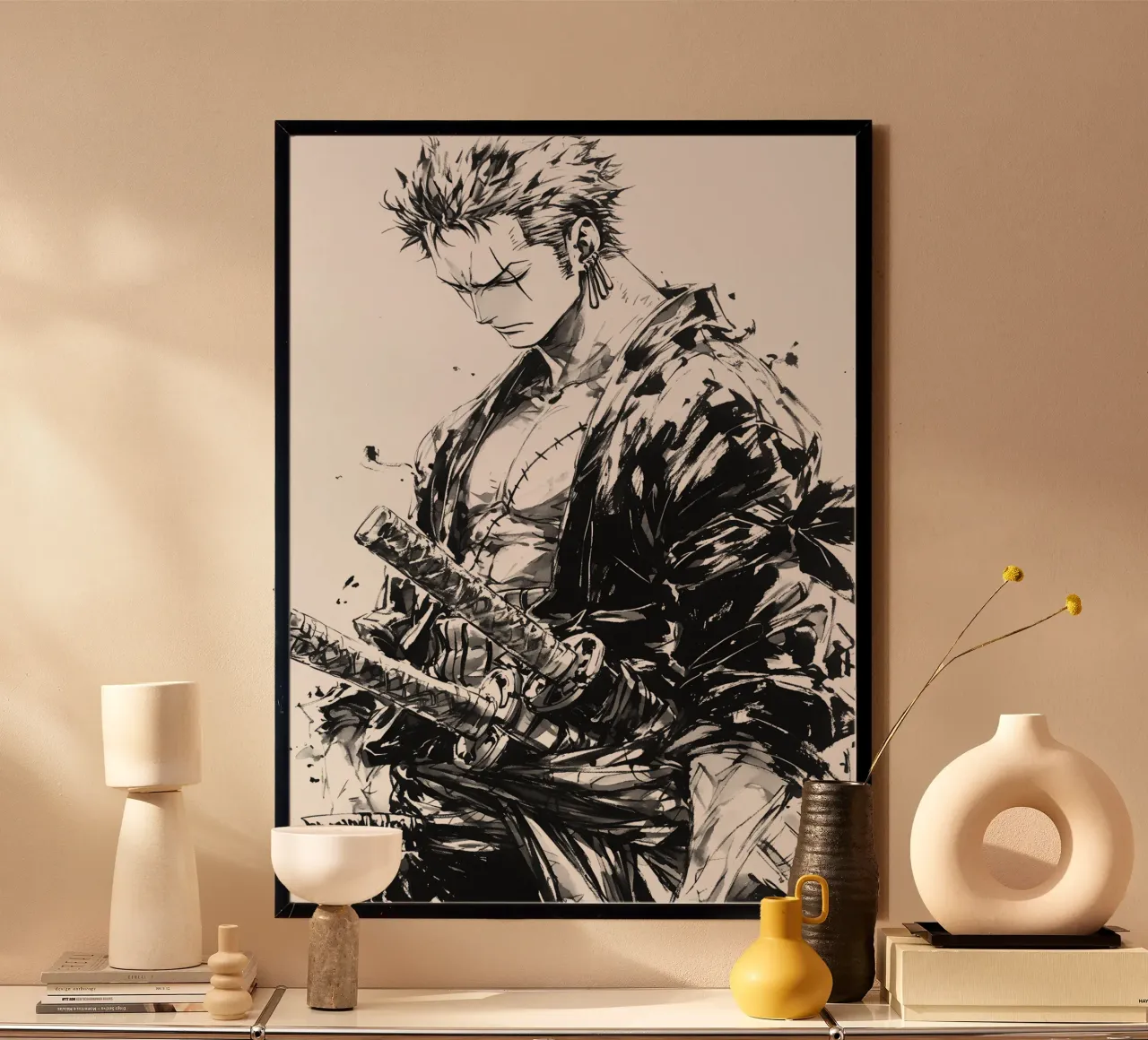 Zoro black and white poster con telaio in plastica da CreativeStudio
