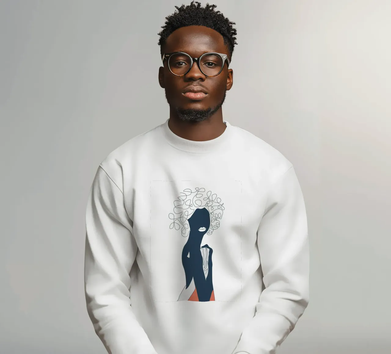Afrikanische Frau minimale Linie Sweatshirt von Urban Art Draw