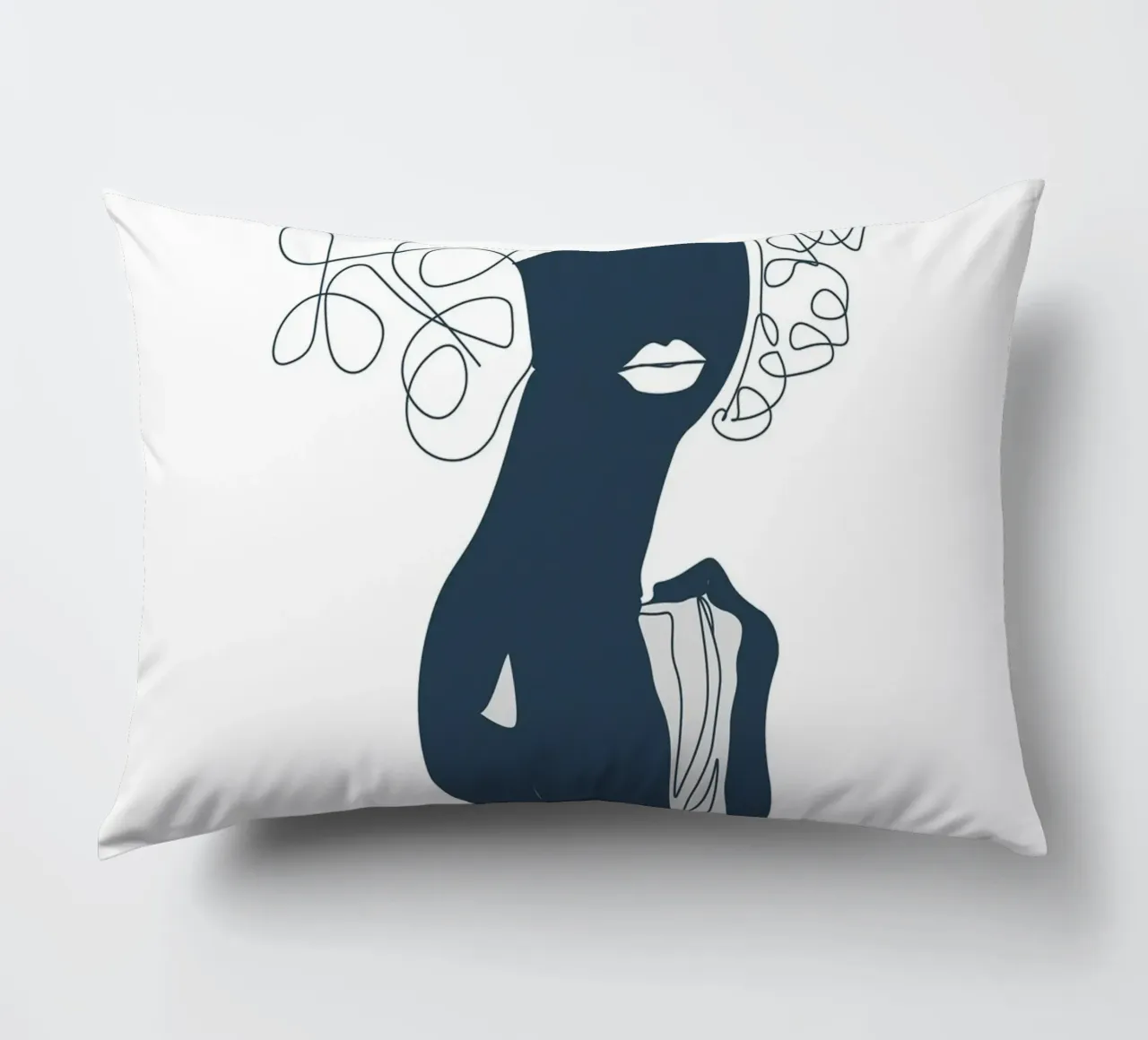 Donna africana linea minimal cuscino da Urban Art Draw