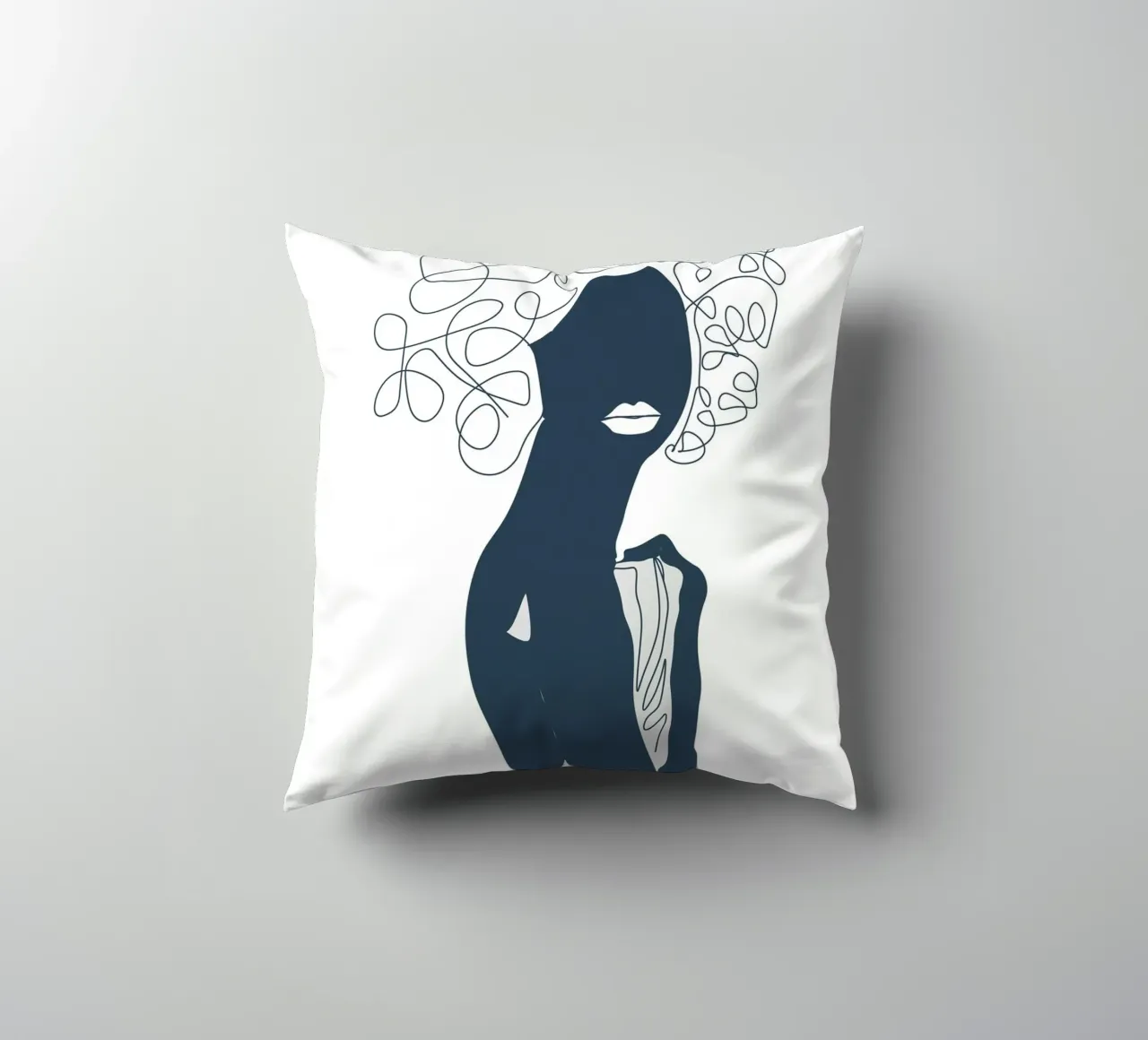 Donna africana linea minimal cuscino da Urban Art Draw