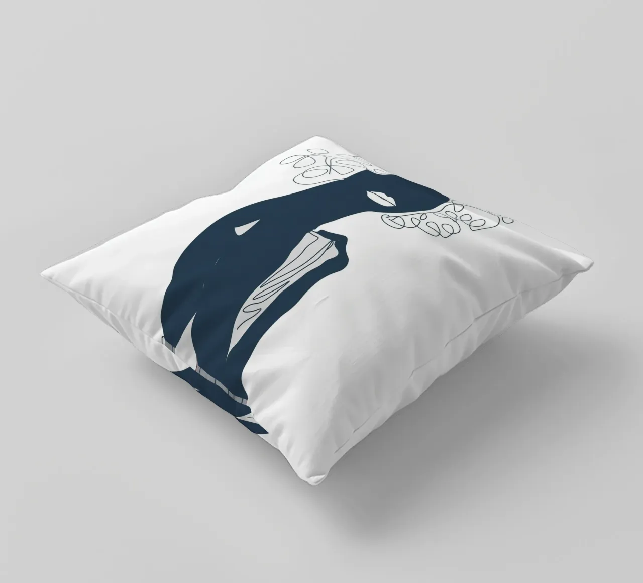 Donna africana linea minimal cuscino da Urban Art Draw