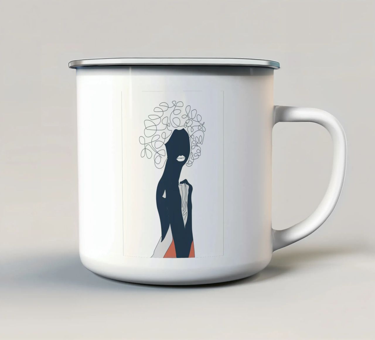 Donna africana linea minimal tazza in smalto da Urban Art Draw