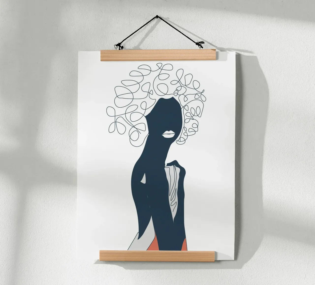 Donna africana linea minimal carta hahnemühle da Urban Art Draw