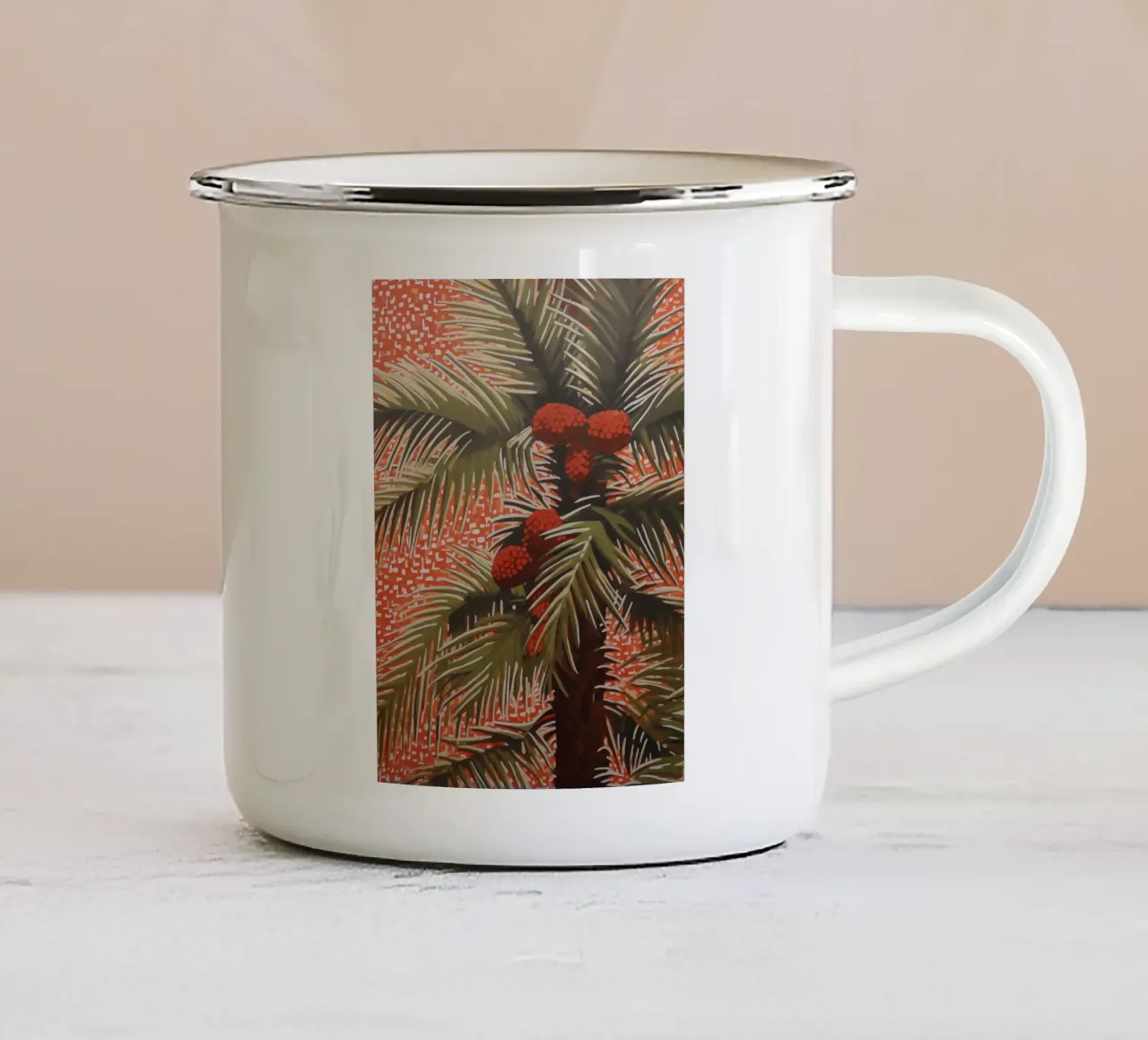 Giardino di palme con cocco tazza in smalto da Carinaprint