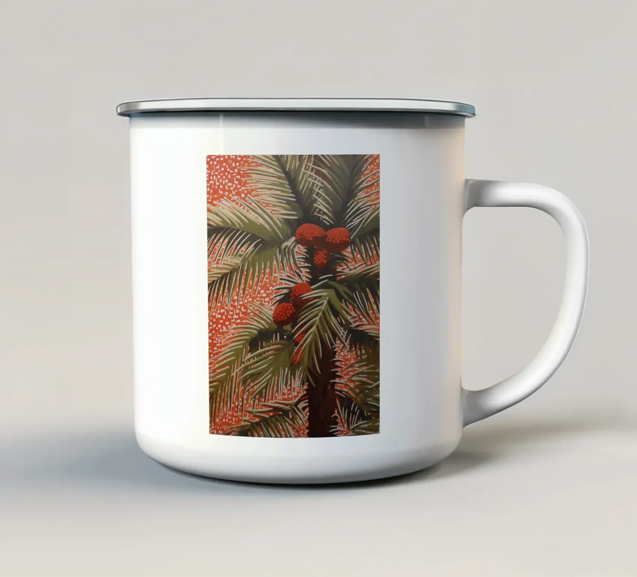Giardino di palme con cocco tazza in smalto da Carinaprint