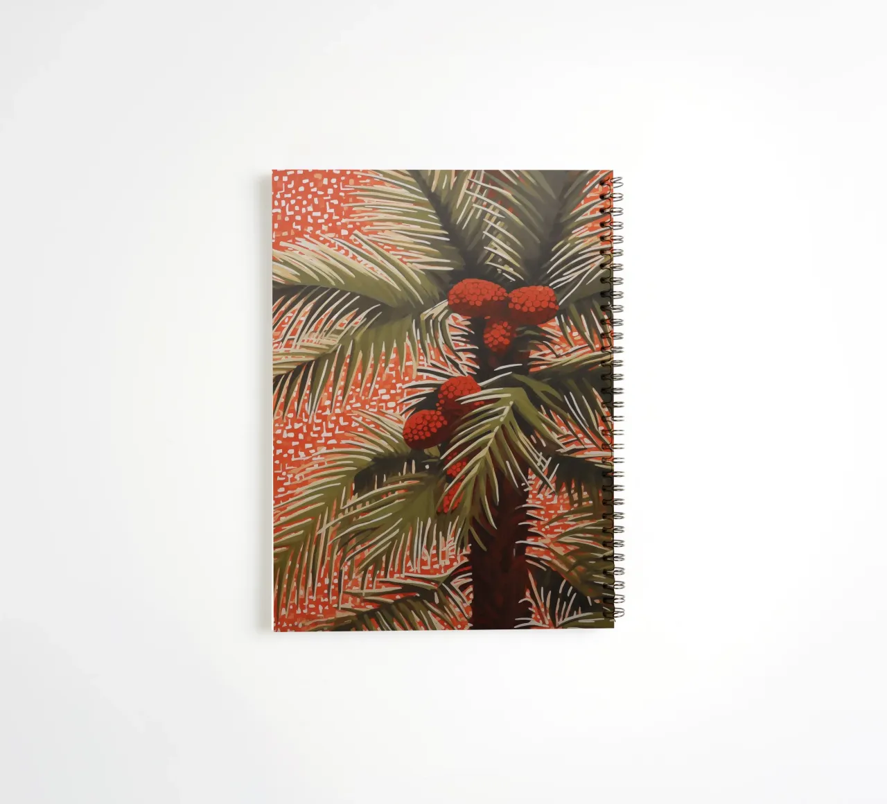 Palm garden with coconut spiral notebook by Carinaprint
