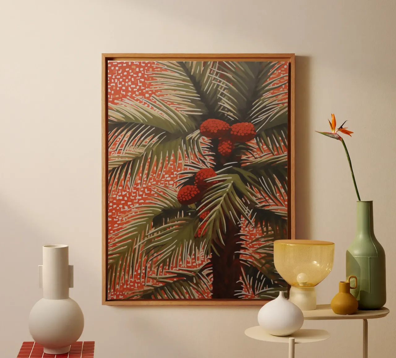 Palm garden with coconut canvas by Carinaprint