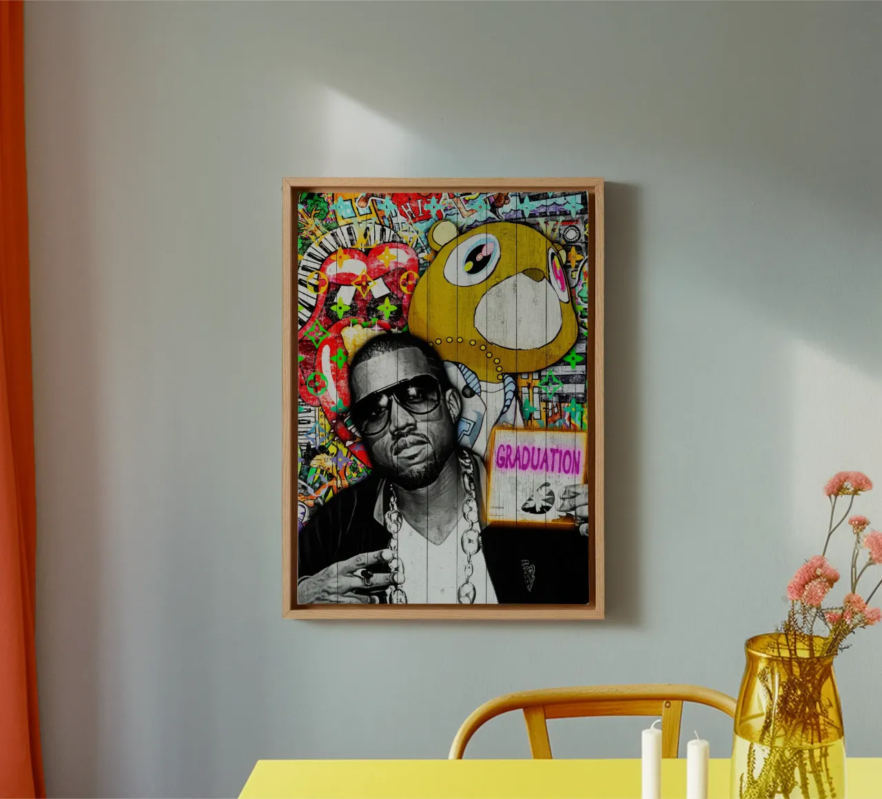 Pop Art kanye west Graduation canvas with Floater frame by FreeArtStudio