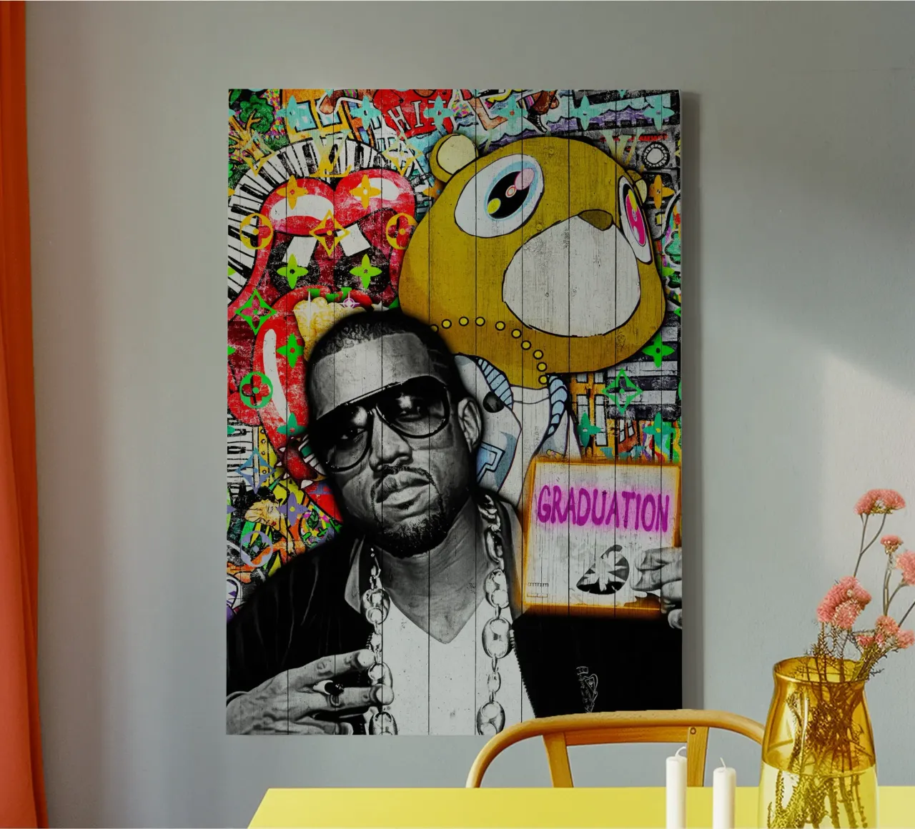 Pop Art kanye west Graduation canvas with Floater frame by FreeArtStudio