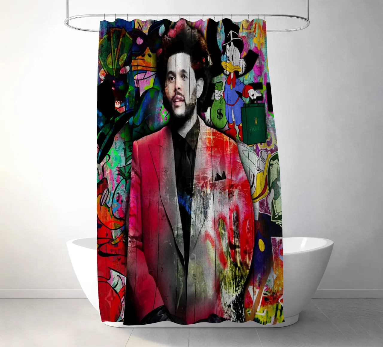 Pop art the weeknd shower curtain by FreeArtStudio