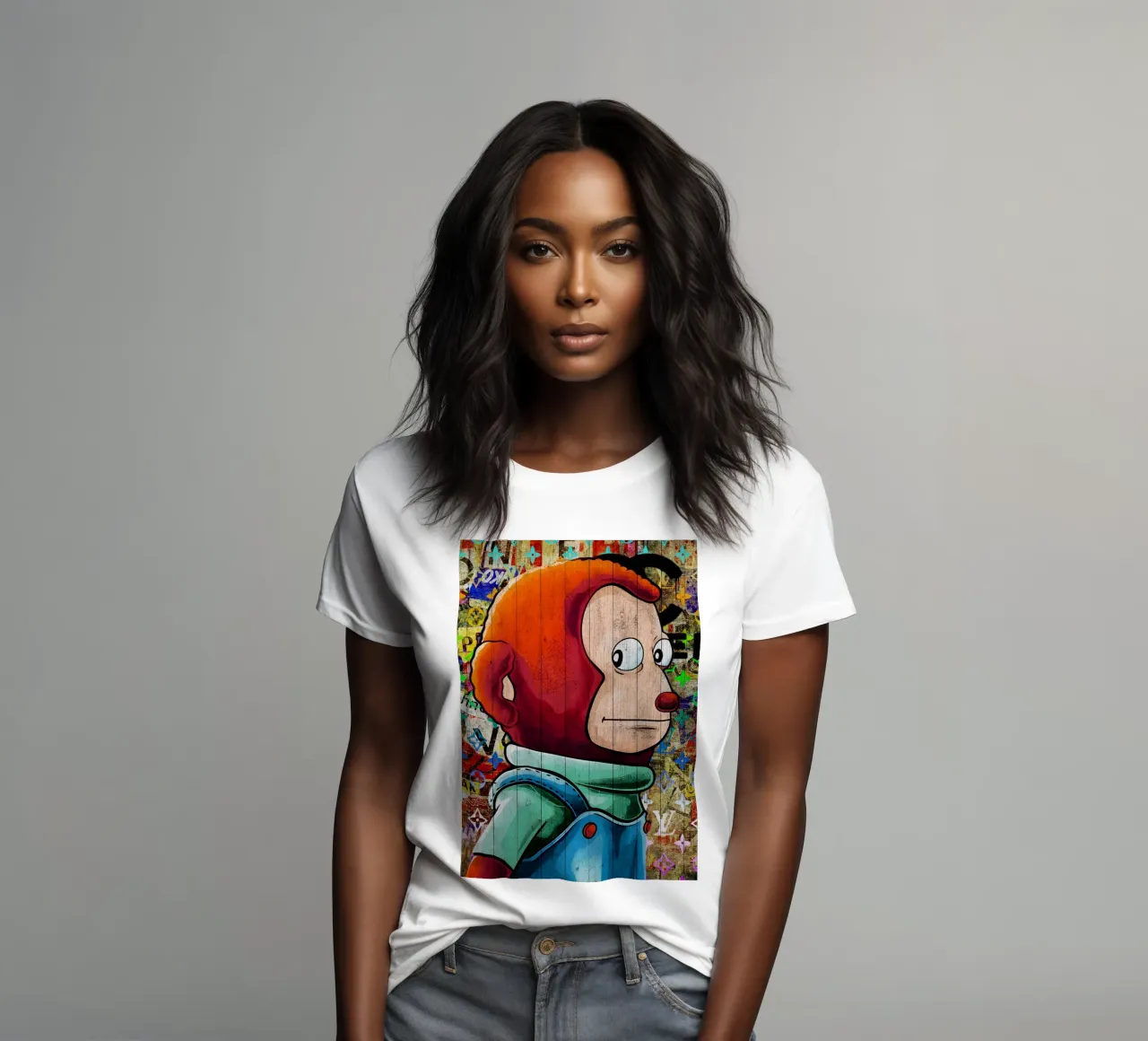 Pop Art Awkward Funny Monkey Meme women's fitted t-shirt by FreeArtStudio