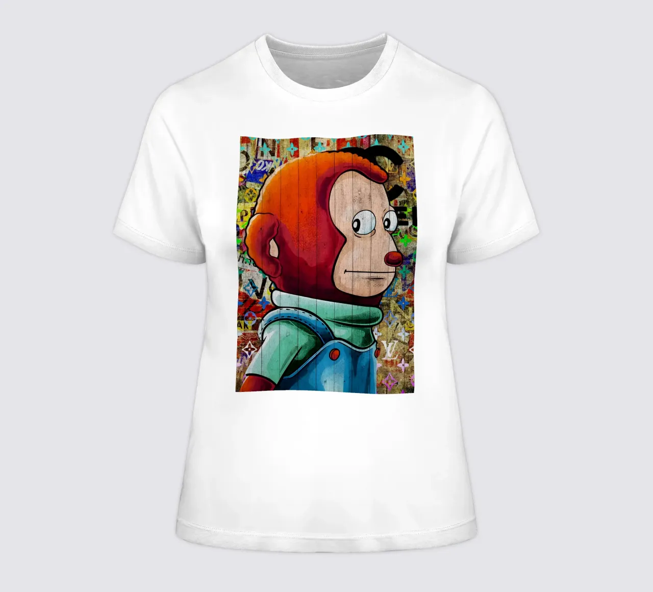 Pop Art Awkward Funny Monkey Meme women's fitted t-shirt by FreeArtStudio