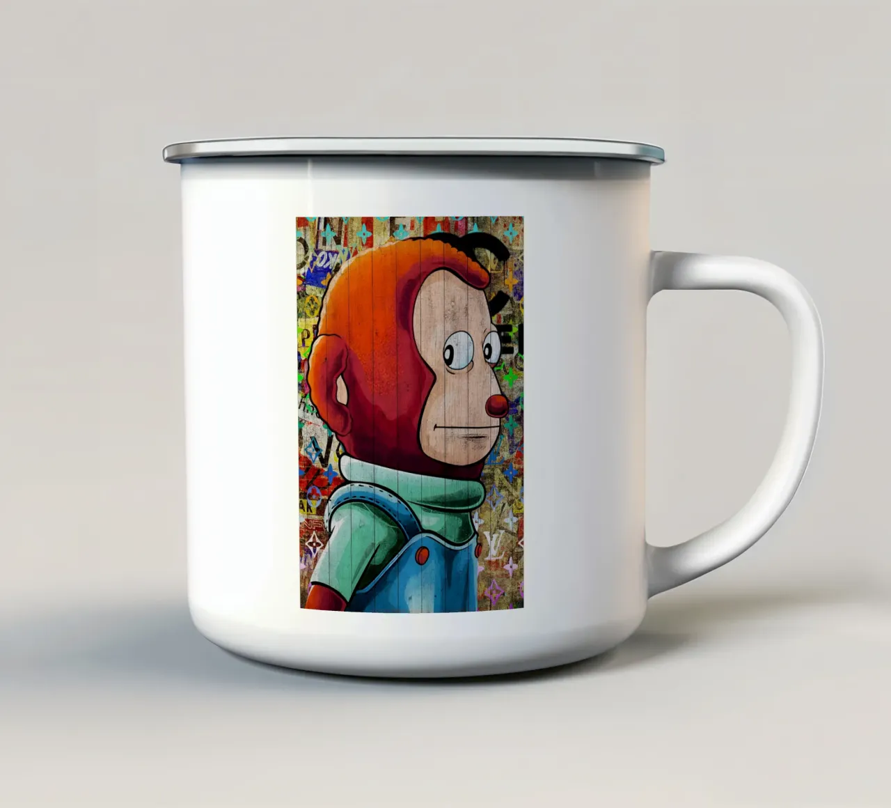Pop Art Awkward Funny Monkey Meme tazza in smalto da FreeArtStudio