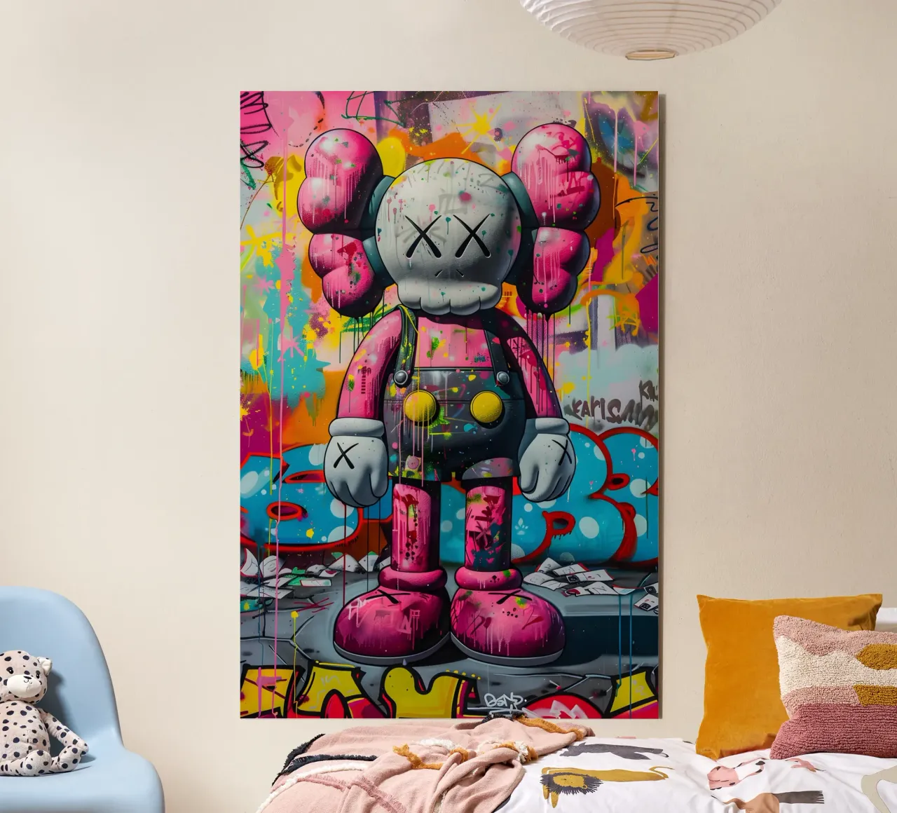 Pop art Kaws alluminio dibond da FreeArtStudio