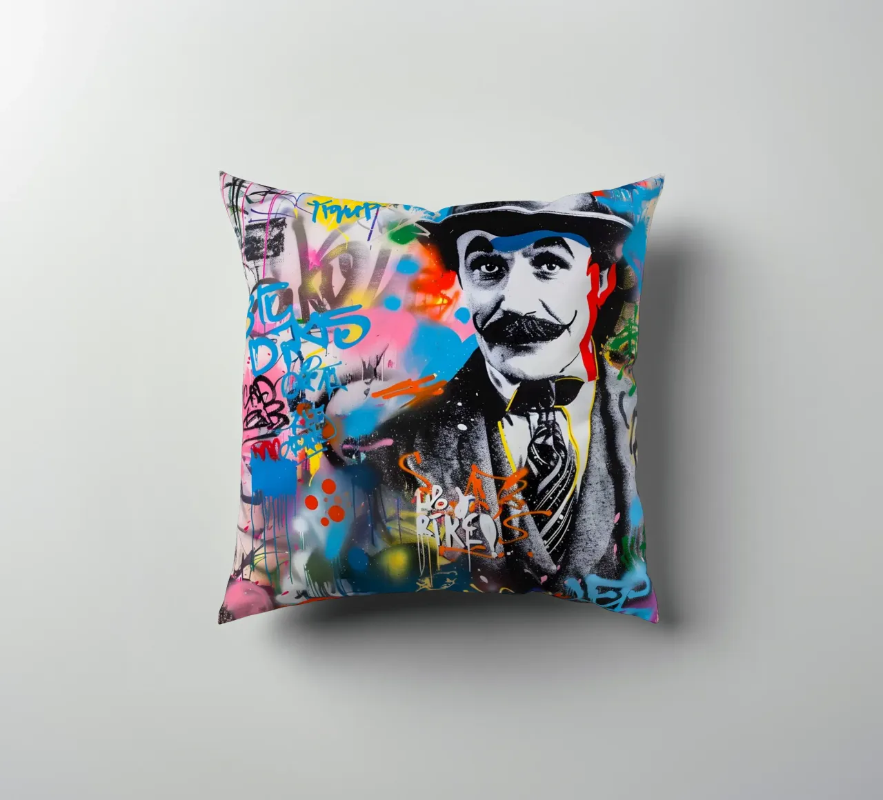 Pop art Charlie Chaplin cuscino da FreeArtStudio