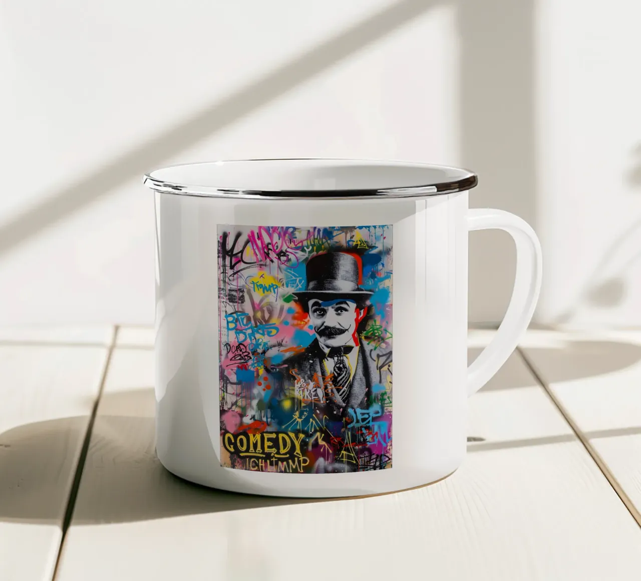 Pop art Charlie Chaplin tazza in smalto da FreeArtStudio