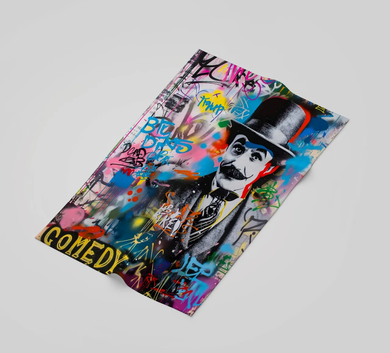 Pop art Charlie Chaplin telo mare da FreeArtStudio
