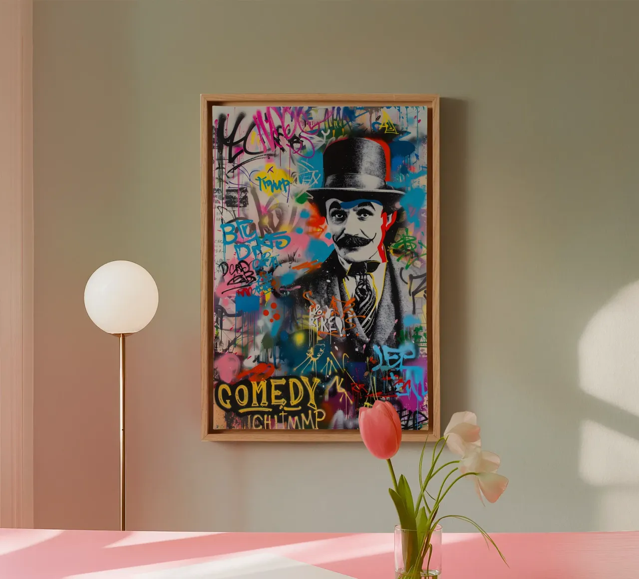 Pop art Charlie Chaplin tela con Cornice a cassetta da FreeArtStudio