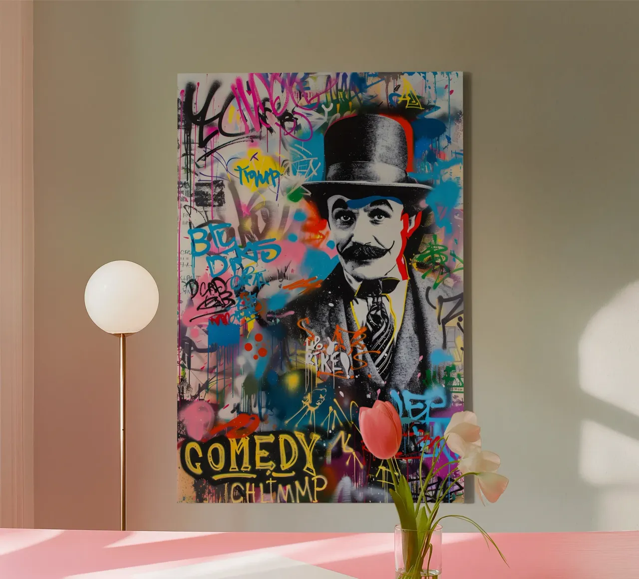 Pop art Charlie Chaplin tela con Cornice a cassetta da FreeArtStudio
