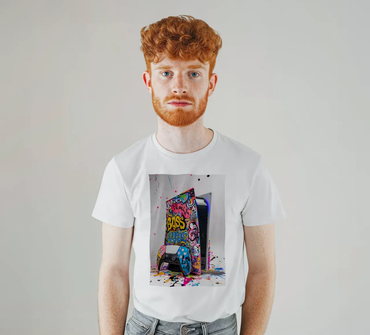 Pop art Playstation 5 console t-shirt da FreeArtStudio