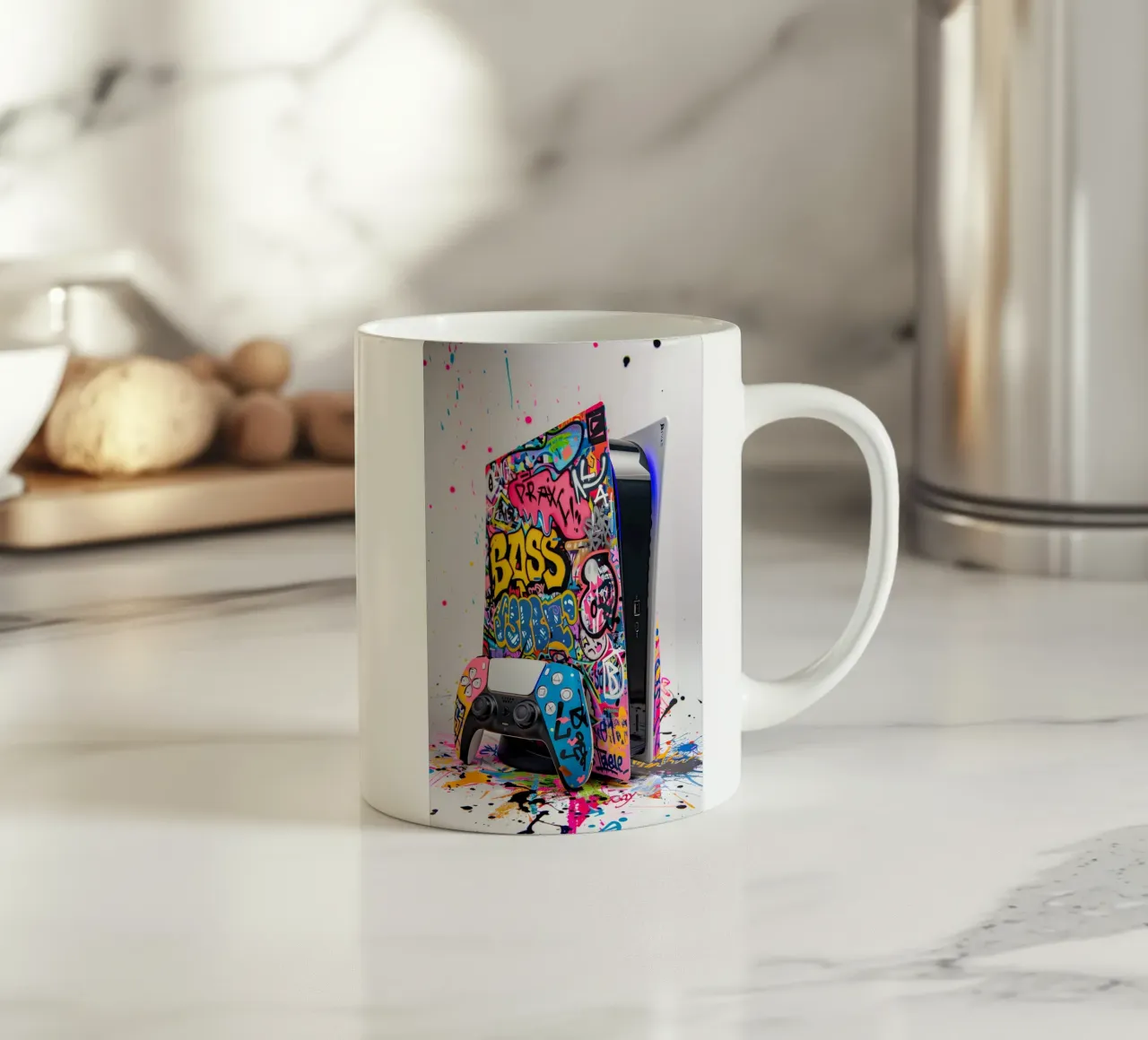 Pop art Playstation 5 console tazza in ceramica da FreeArtStudio