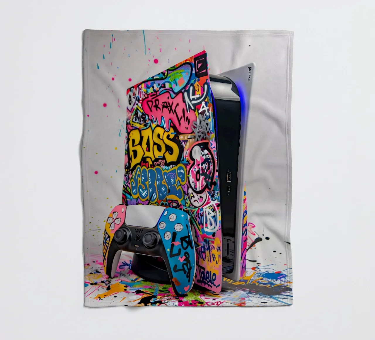 Pop art Playstation 5 console coperta in pile da FreeArtStudio