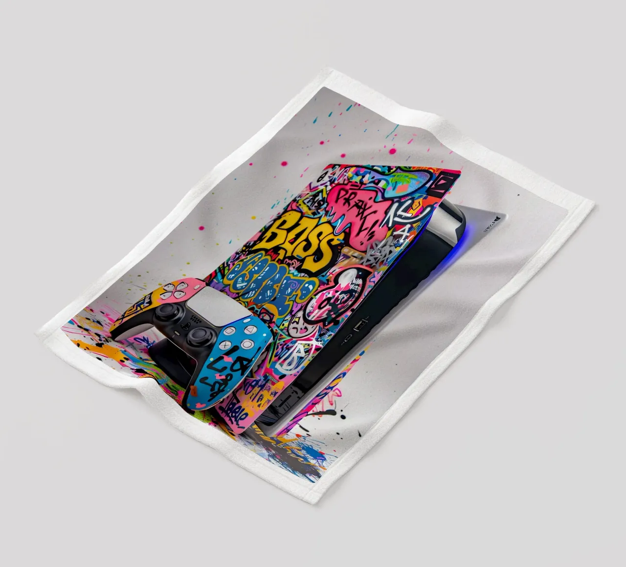 Pop art Playstation 5 console coperta in pile da FreeArtStudio