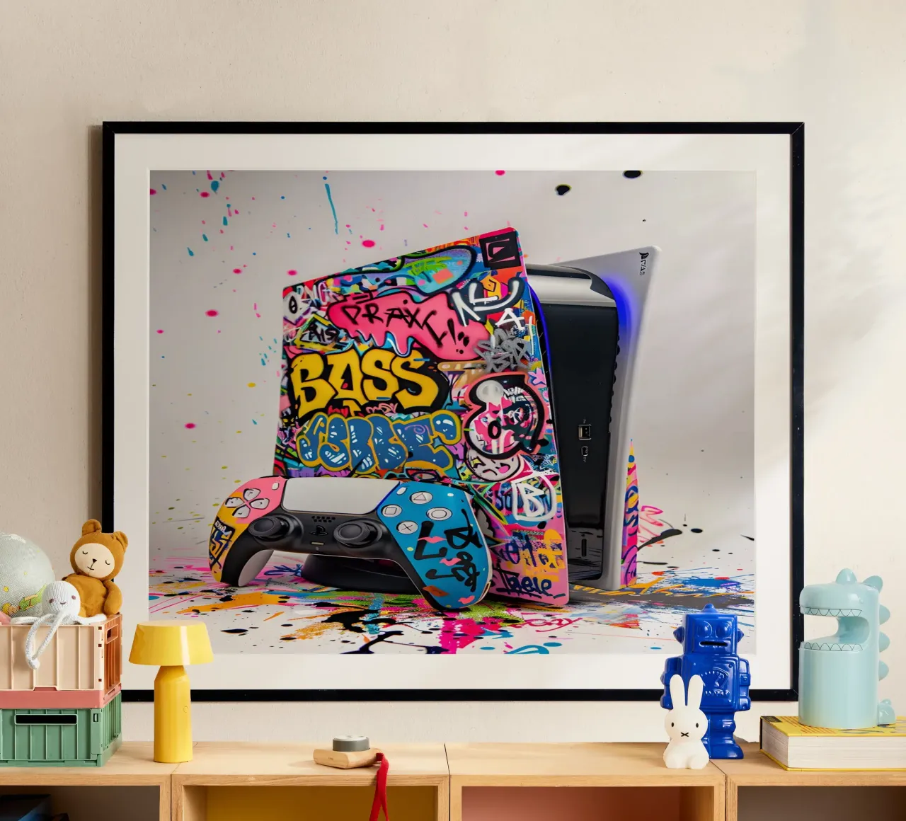 Pop art Playstation 5 console carta hahnemühle da FreeArtStudio