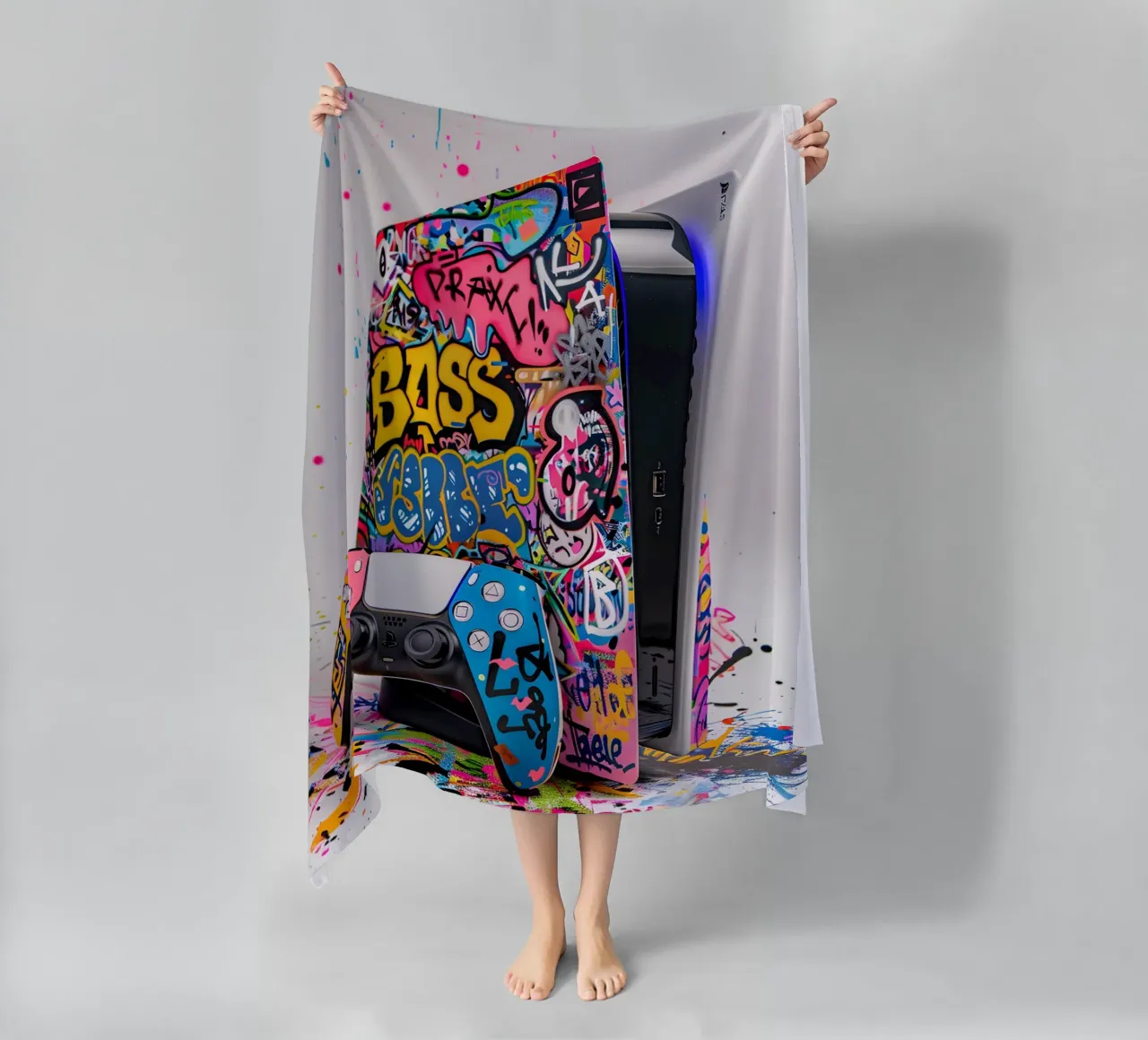 Pop art Playstation 5 console telo mare da FreeArtStudio