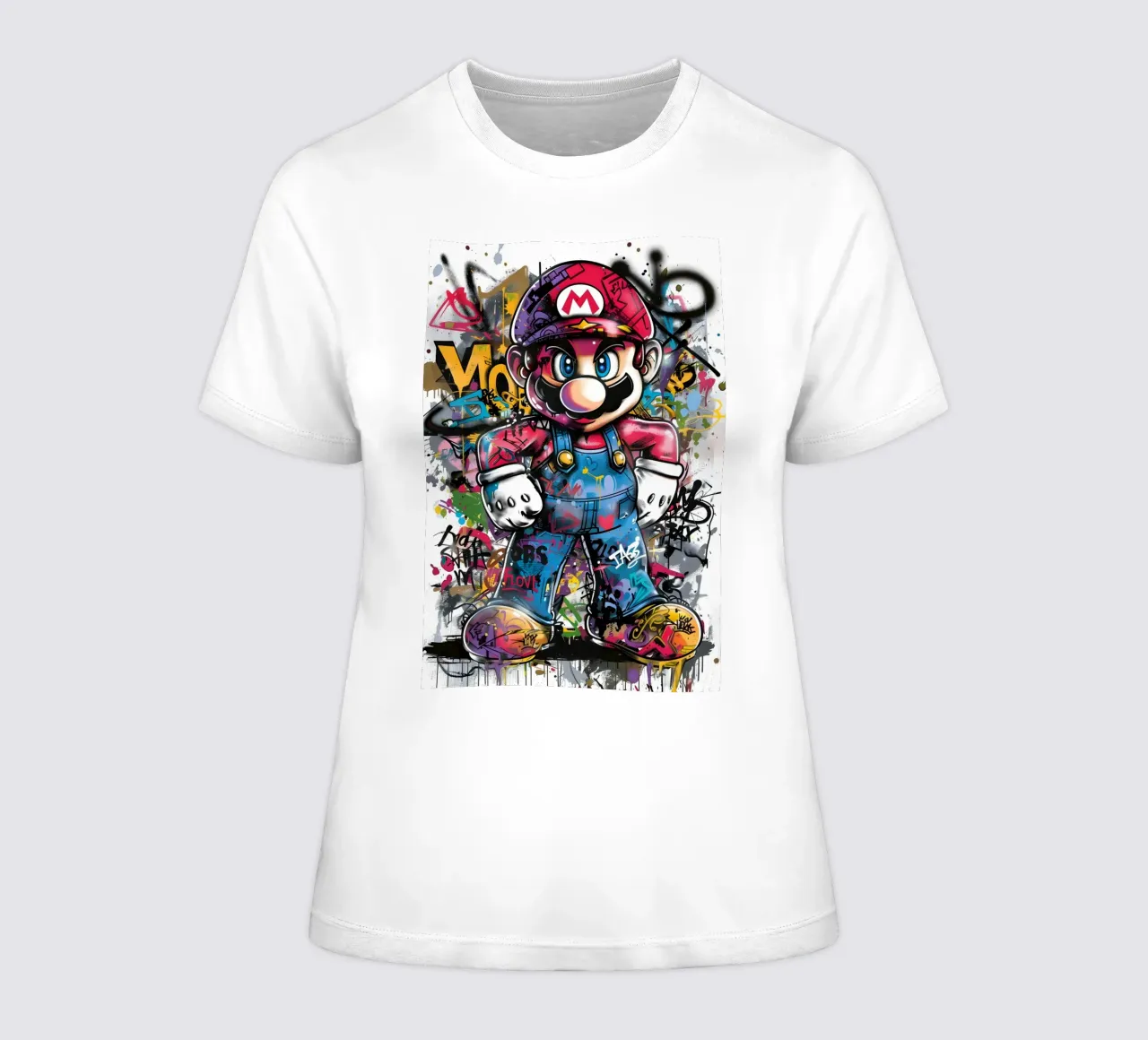 Pop art Mario Graffiti women's fitted t-shirt by FreeArtStudio