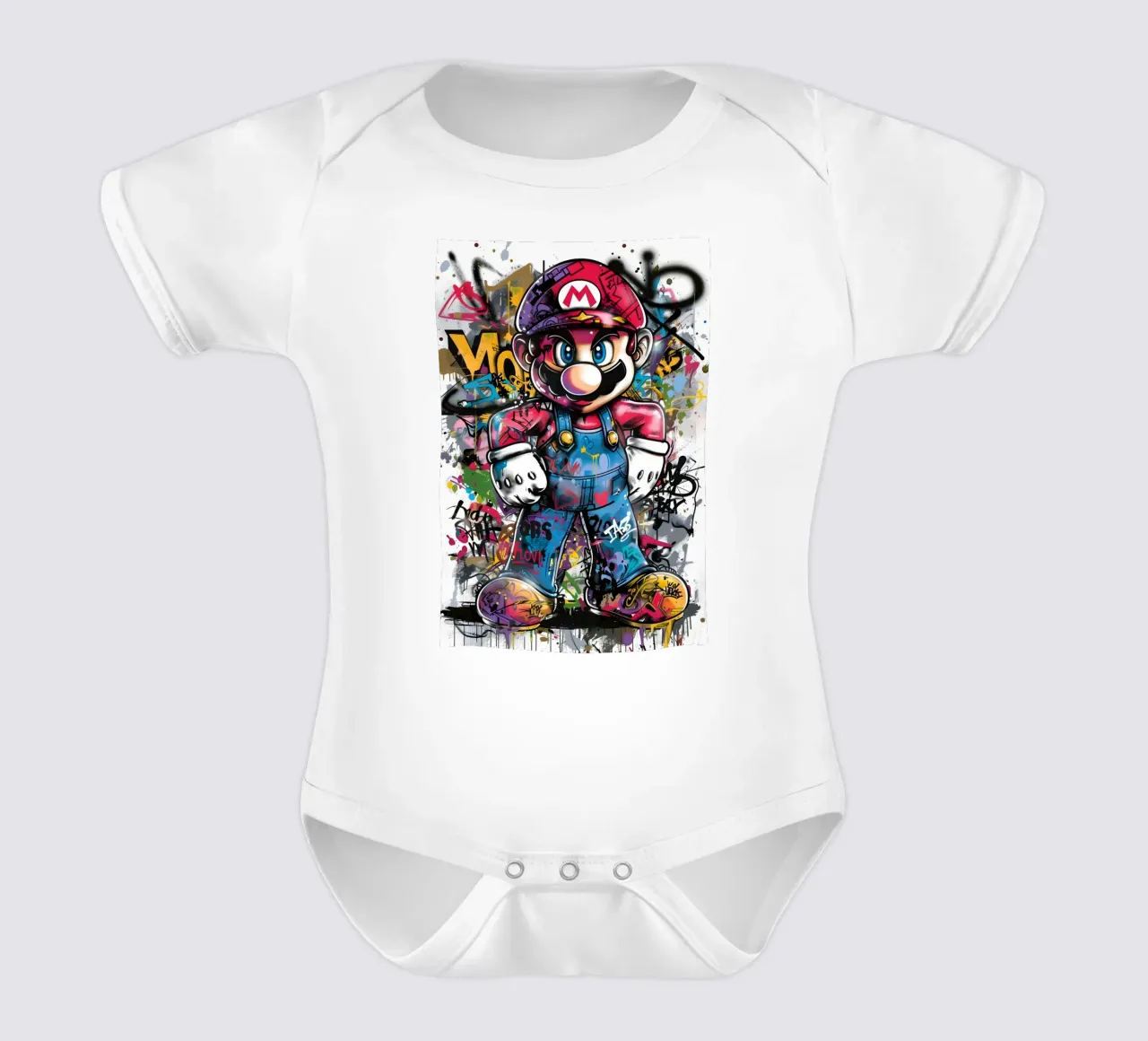 Pop art Mario Graffiti body neonato maniche corte da FreeArtStudio