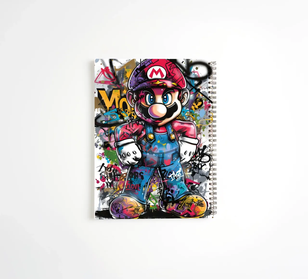 Pop art Mario Graffiti spiral notebook by FreeArtStudio