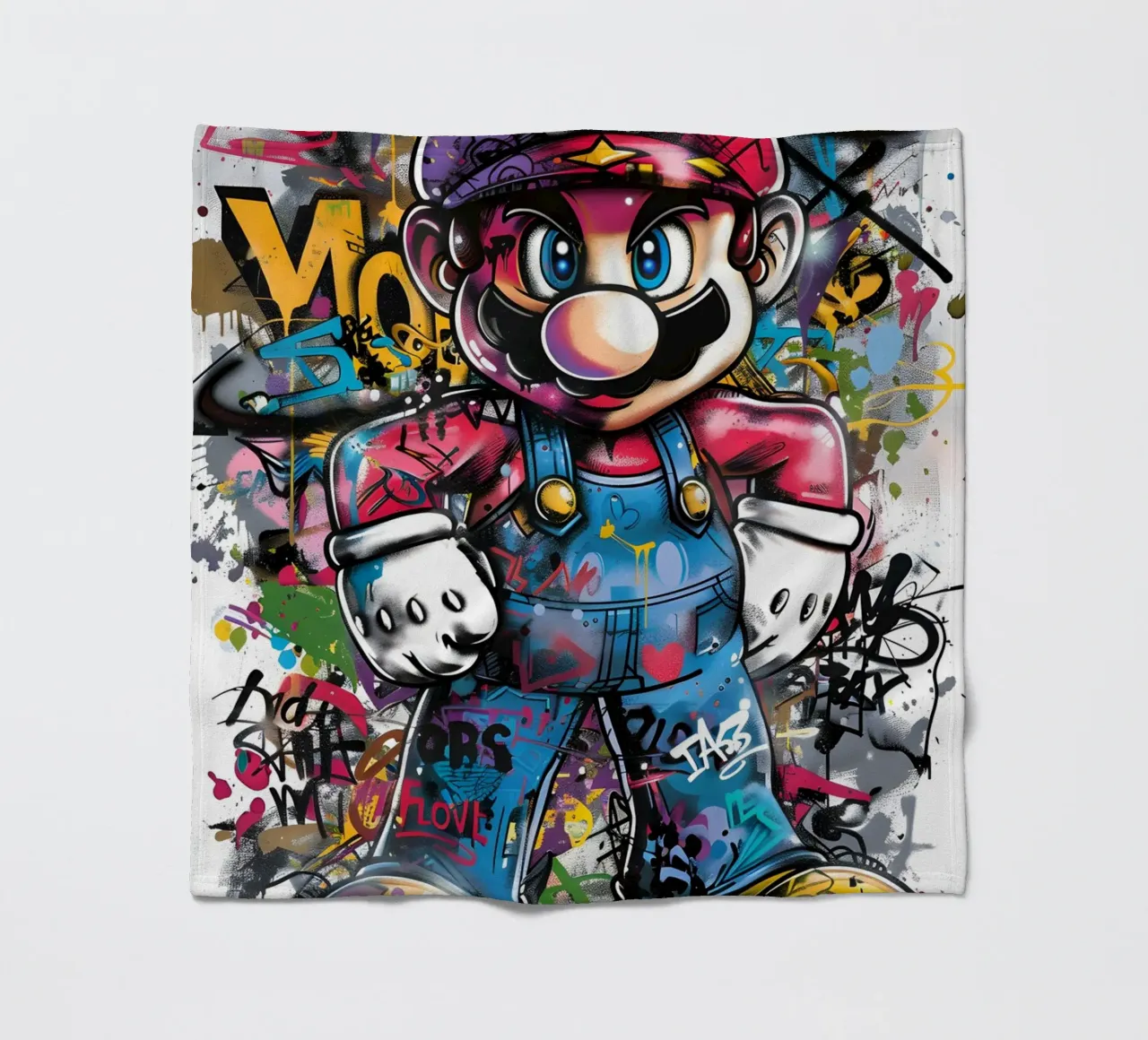 Pop art Mario Graffiti coperta in pile da FreeArtStudio
