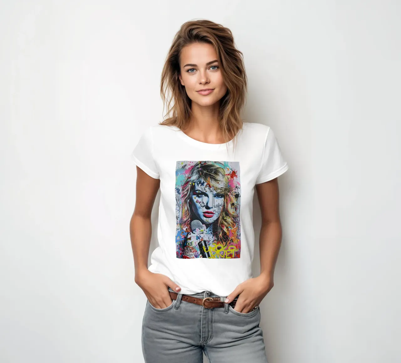 Pop art Taylor Swift t-shirt da donna da FreeArtStudio