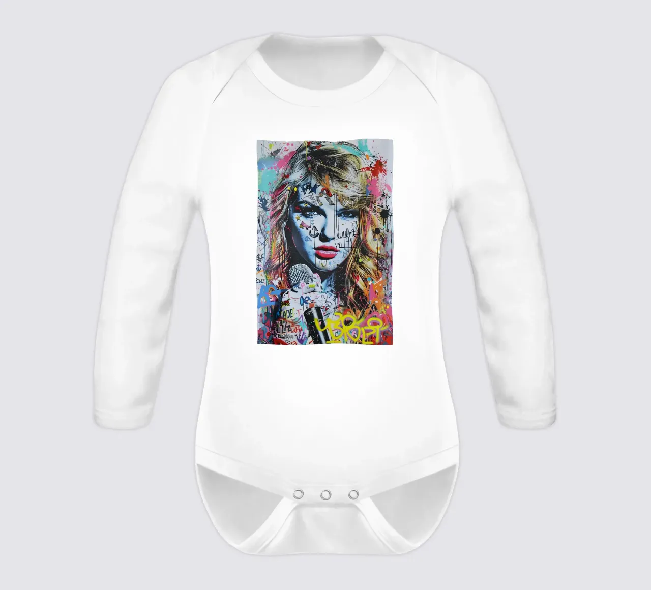 Pop art Taylor Swift body neonato maniche lunghe da FreeArtStudio