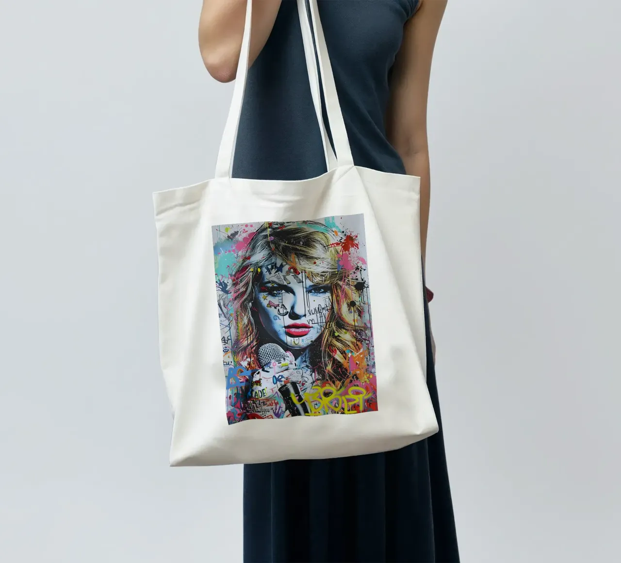 Pop art Taylor Swift borsa in juta da FreeArtStudio