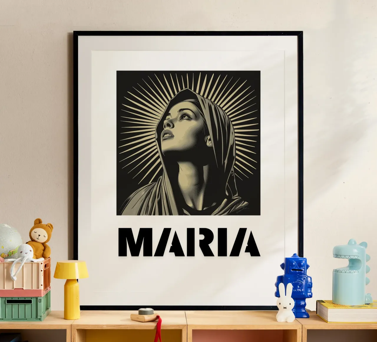 Maria "Madre della Speranza poster con telaio in legno da Nikis Art Studio