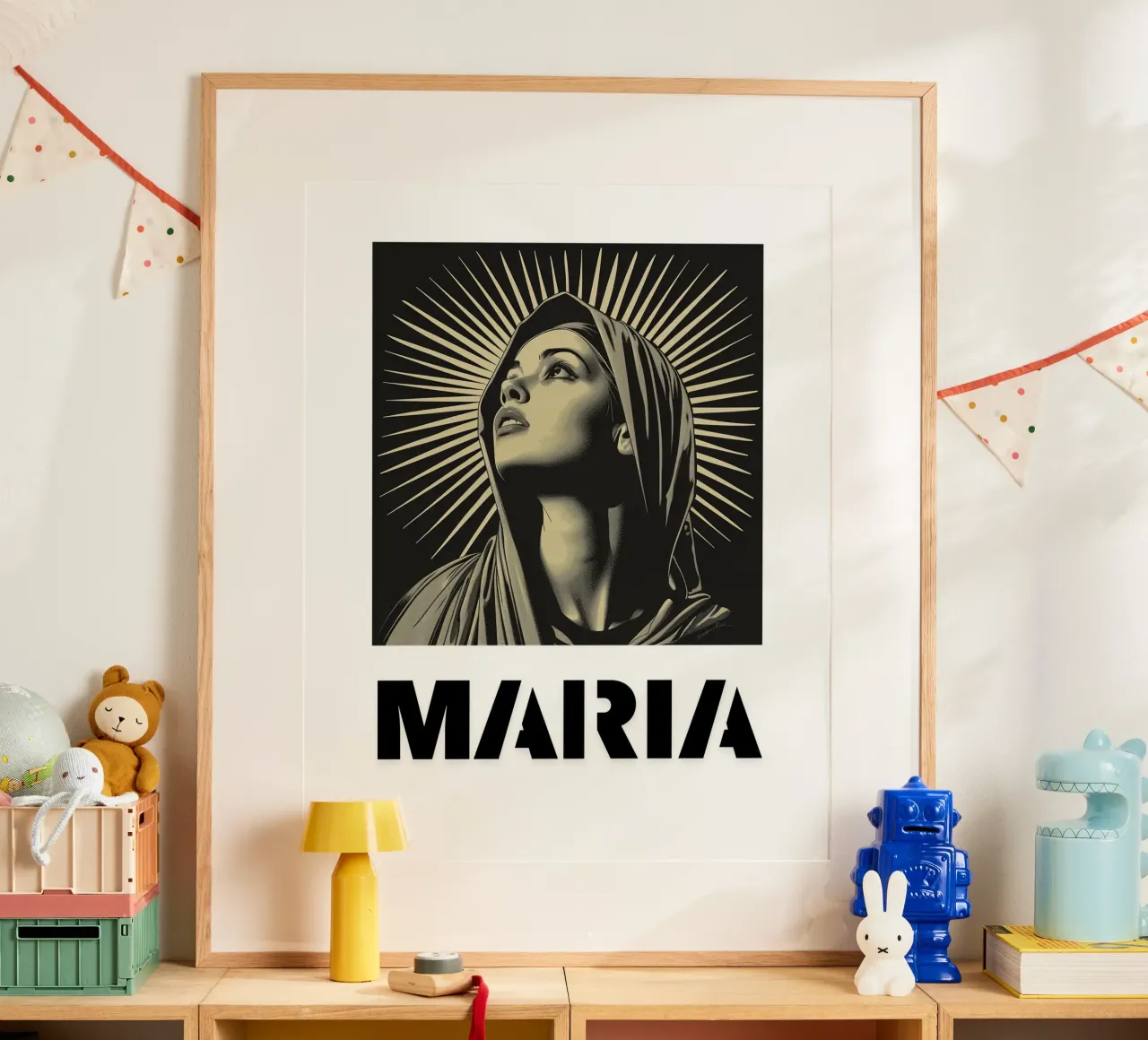 Maria "Madre della Speranza poster con telaio in legno da Nikis Art Studio