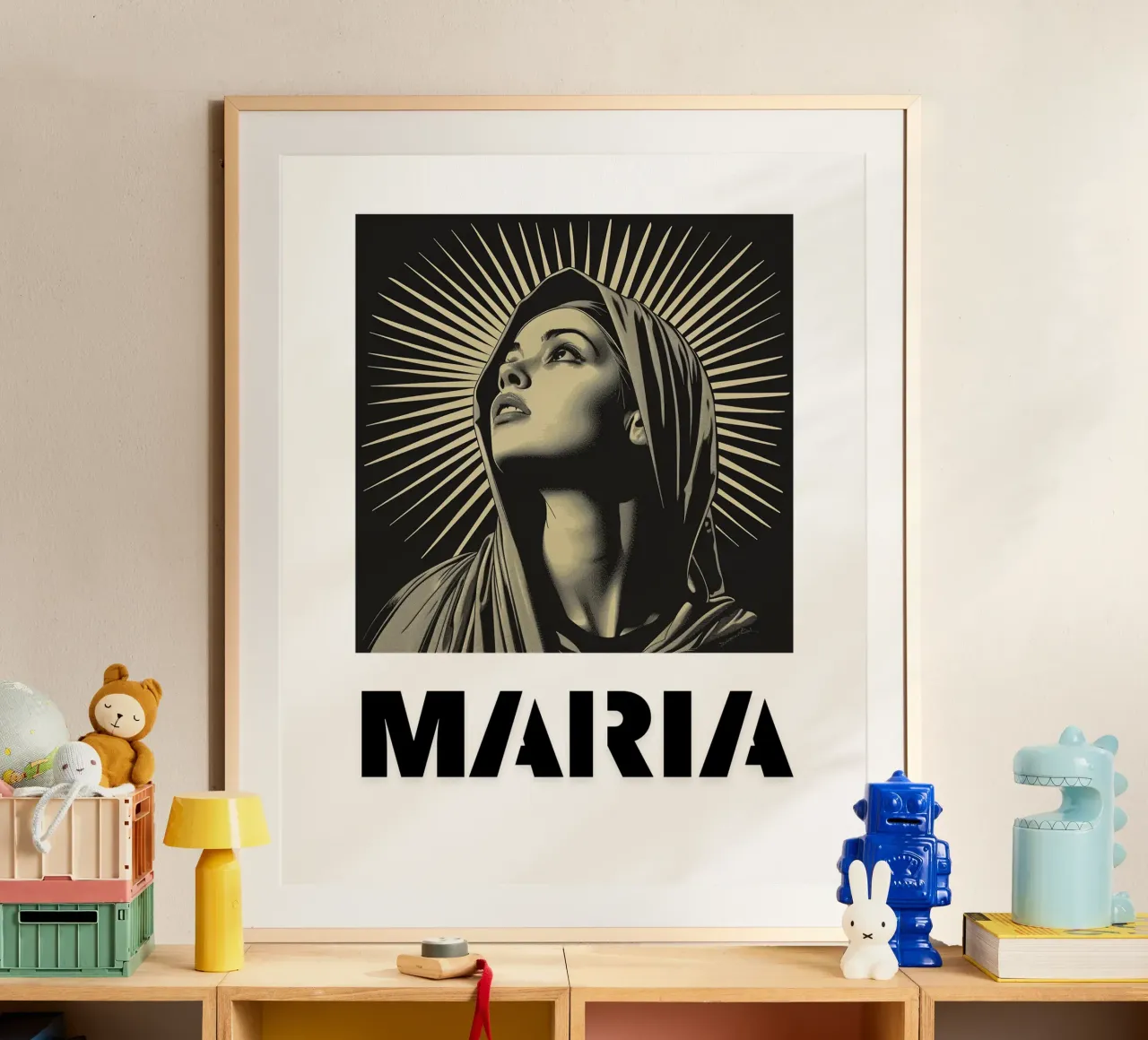 Maria "Madre della Speranza poster con telaio in legno da Nikis Art Studio