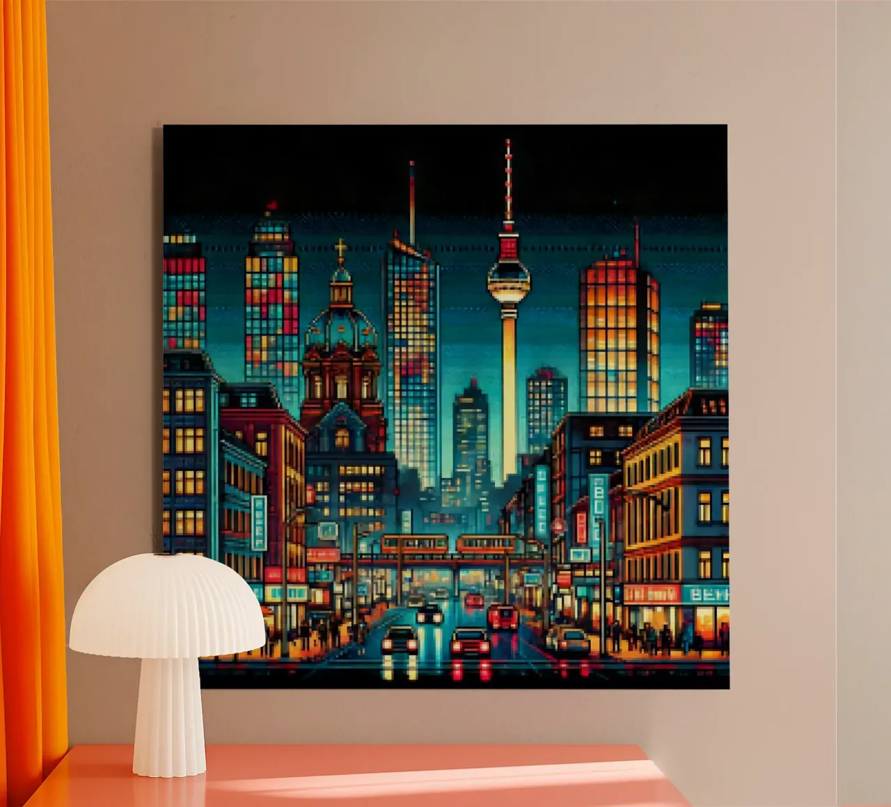Berlijn - Pixelart forex-plaat van pixelart