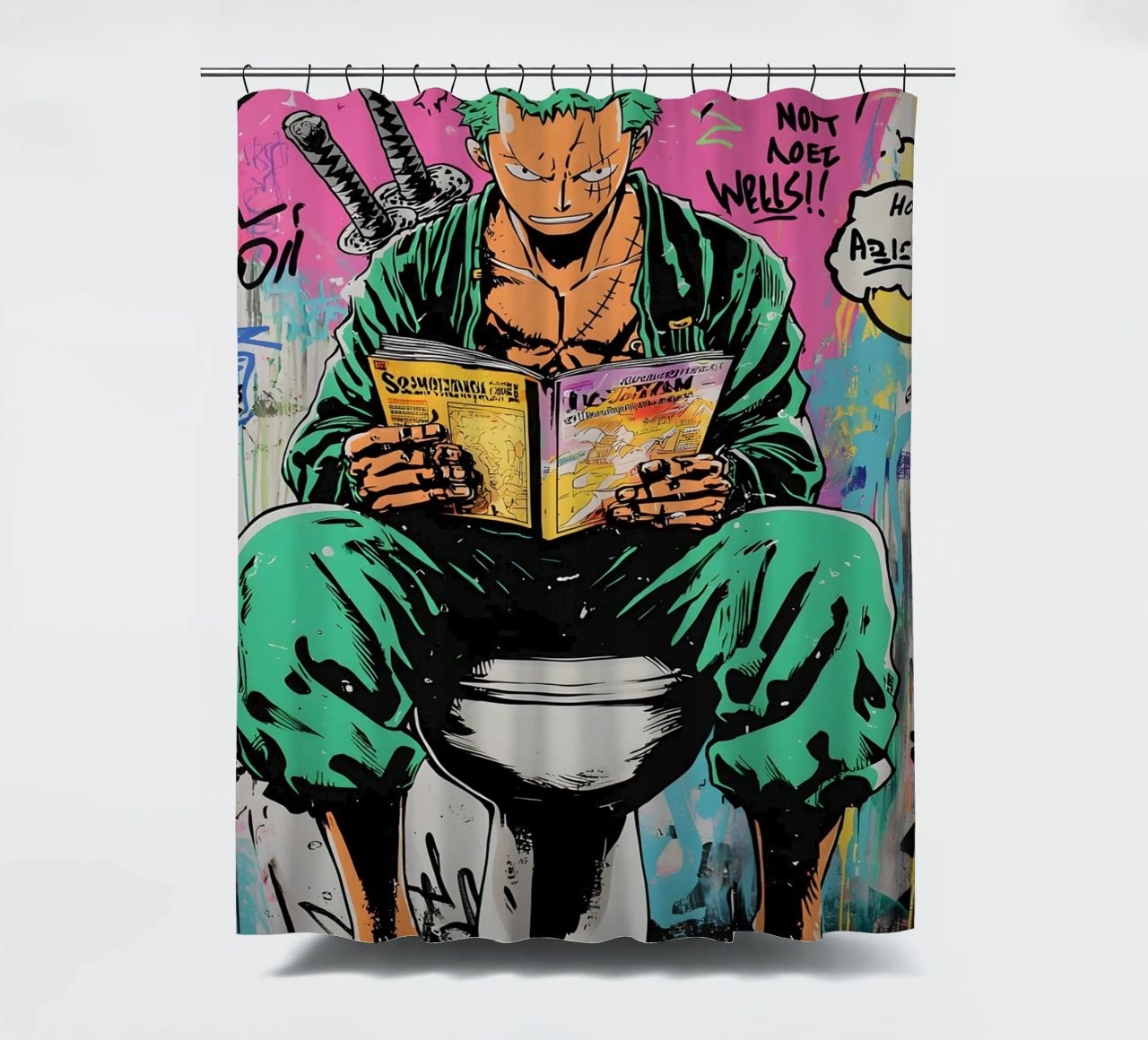 Funny Zoro Toilet Duschvorhang von FreeArtStudio