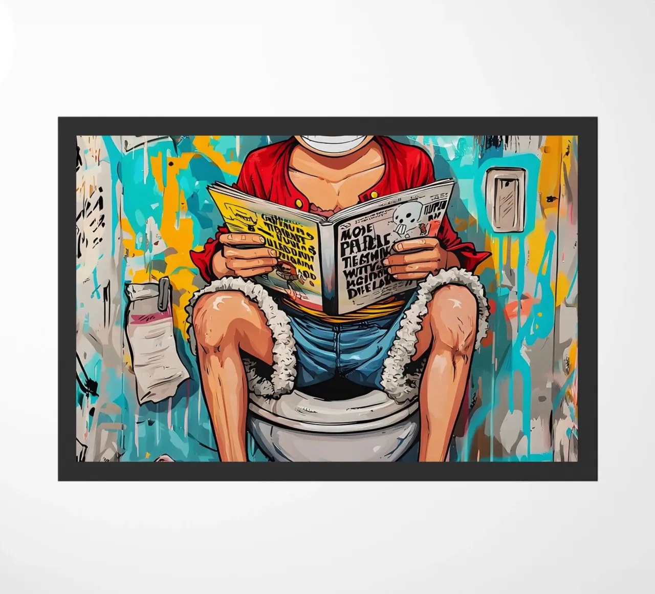 Funny Luffy One Piece Toilet doormat by FreeArtStudio