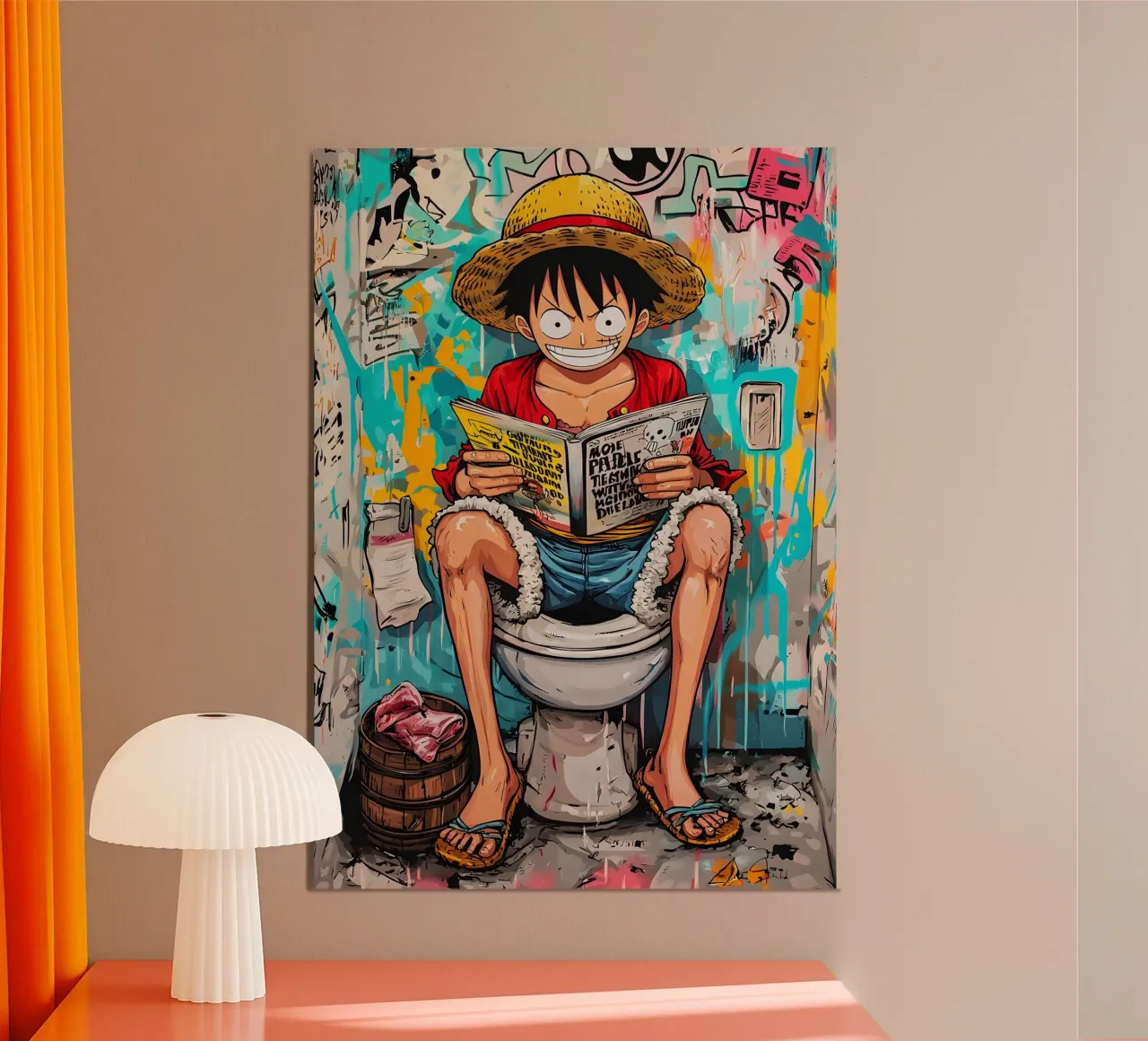 Funny Luffy One Piece Toilet carta hahnemühle da FreeArtStudio