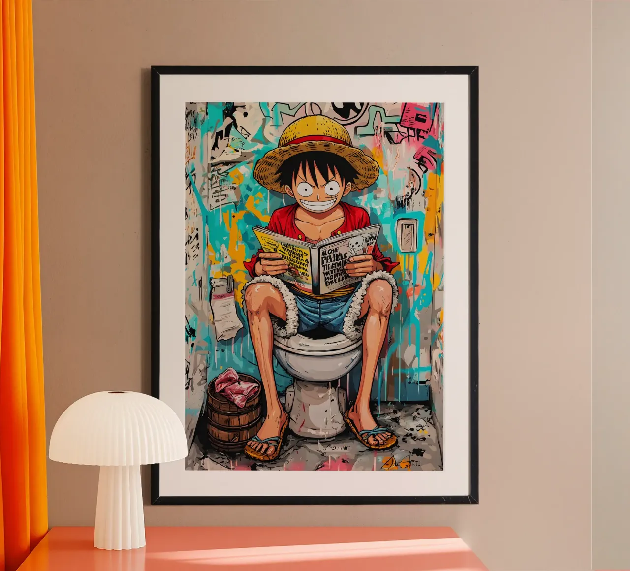 Funny Luffy One Piece Toilet carta hahnemühle da FreeArtStudio