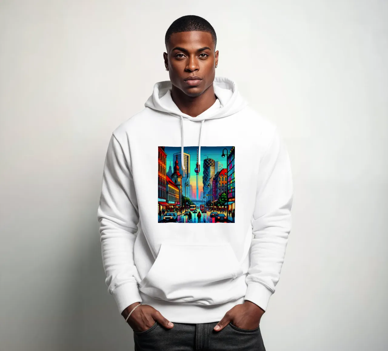 Berlino - Pixelart felpa con cappuccio da pixelart