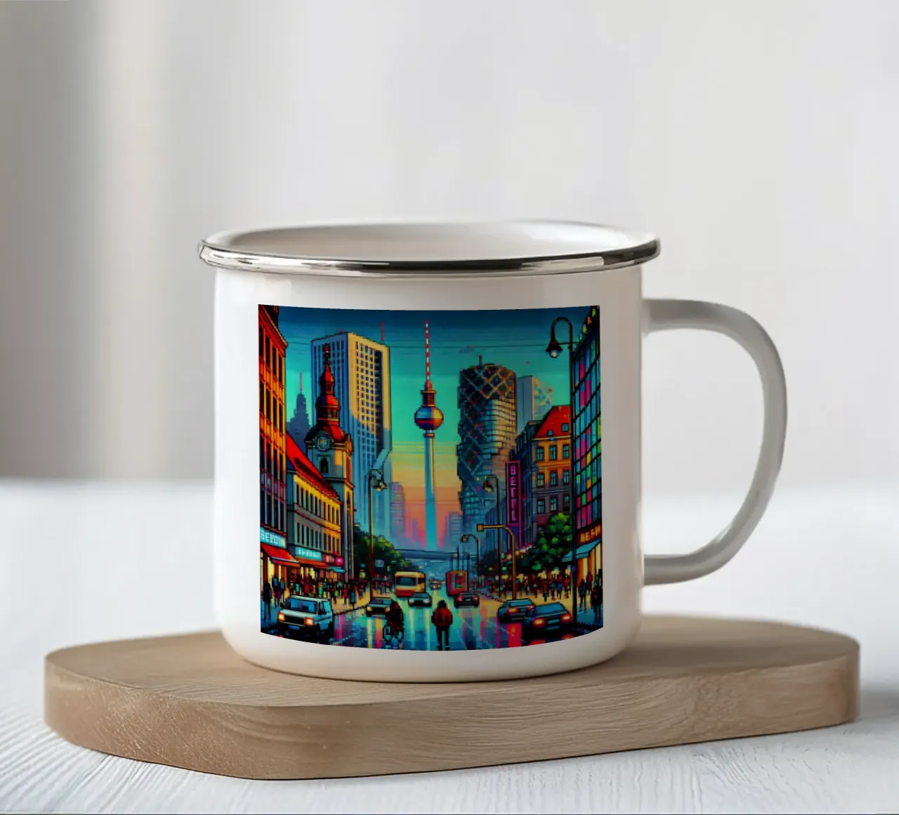 Berlino - Pixelart tazza in smalto da pixelart